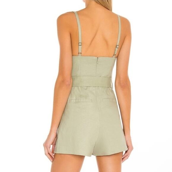 House of Harlow 1960 Nicola Linen Blend Romper Sage Green XLarge - Picture 3 of 13